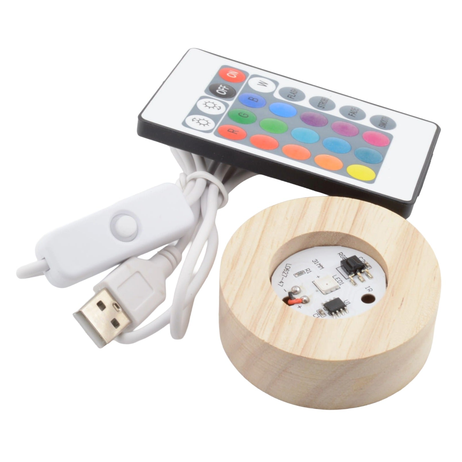 LED Colour Changing Wooden Light Base